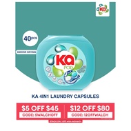 Ka 4 In1 AntiBacterial Laundry Capsules 40 Pods - Indoor Drying