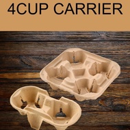 4 Cup Paper Tray/ Carrier/ Moulded Pulp Cup Tray / Drink Tray / Disposable Cup Tray (75PCS)