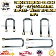 U BOLT SPRING 22 X 92 X (7" - 12'') F0 U BOLT - WITH 22 X 1.5 HIGH NUT - FOR SCANIA 114/124 TRAILERS