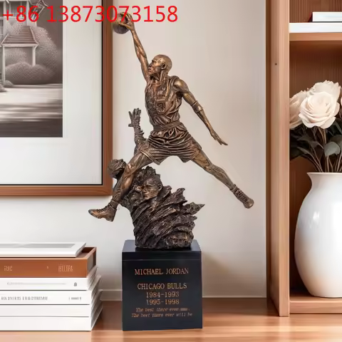 Michael Jordan 23 Resin Sculpture Handmade Art ResinStatues Bronze Finish Statues Home Art Decor Gif