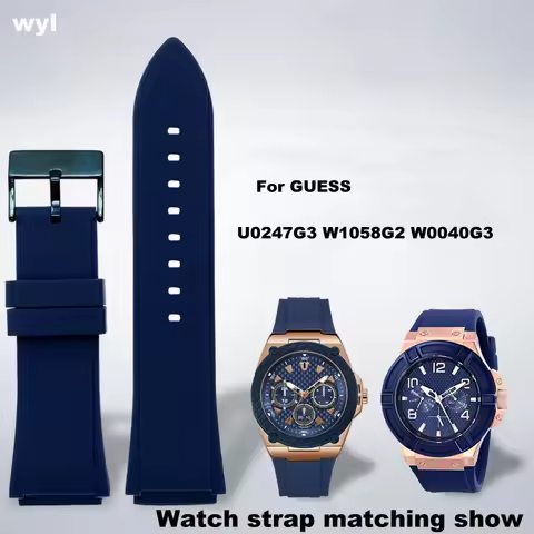 Watch strap for GUESS watch U0247G3 W1058G2 W0040G3 blue black high-quality silicone rubber watch st