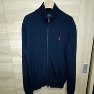 Polo Ralph Lauren RL 小馬 深藍 高領 拉鍊 開襟衫 針織外套 毛衣外套 S