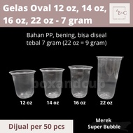 Super Bubble Clear Oval Plastic Cup U Cup/ Boba Glass/ Cold Bubble Tea/ 7g Thick/ 12 oz, 14 oz, 16 o