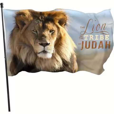 1pc Tribe of Judah Lion 3x5 Ft Fabric Flag - Durable Outdoor Decorative Banner for Yard, Party, No E