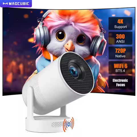 Magcubic HY300 Ultra Portable Projector with Speaker Electronic Focus 4K 300ANSI Outdoor Movie Andro