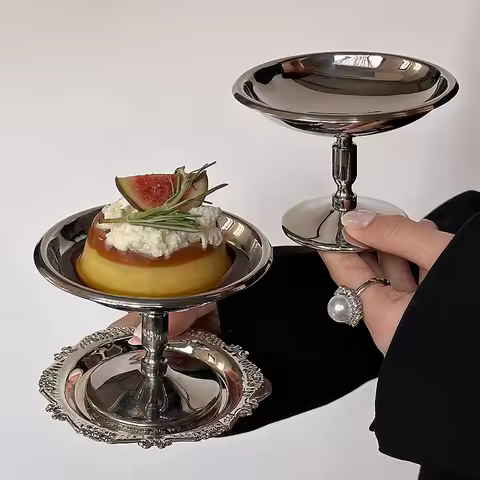 304 Stainless Steel Ice Cream Cup, Pudding Dessert Bowl, High Base Dessert Cup, Fruit Salad Serving