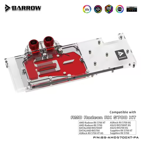 Barrow GPU cooler PC Water Cooling video Water Block for AMD 5700XT Aurora LRC2.0 BS-AMD5700XT-PA