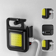 Magnetic Cob Work Light With Rotatable Handle, 800 Lumens Keychain Flashlight & Bottle Opener, U7v5