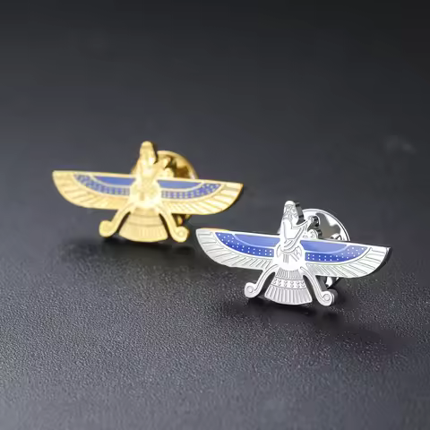The Lord Of Wisdom Ahura Mazda Pin Brooch For Women Men Stainless Steel Zoroastrian Gold Color Amule