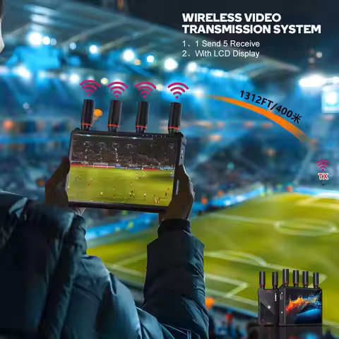 400M Wireless HDMI Extender Video Transmitter and Receiver with LCD Screen Monitor Support 1TX 5RX N