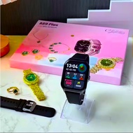 ⌚A89 Plus Women Smart Watch 2 Straps 8In1 with Gold Necklace Ring Quartz Watch Fitness Tracker