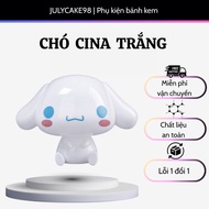 Long-eared dog decorates cakes, white Cina puppy decorates birthday cakes