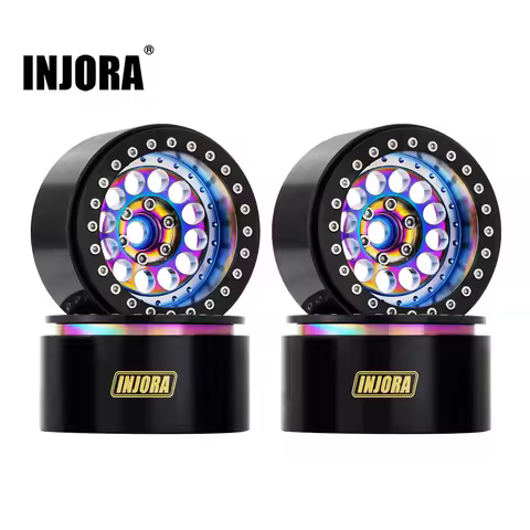 INJORA 224g Super Heavy Brass & Aluminum Deep Dish 2.2" Beadlock Wheel Rim for 1/10 RC Crawler (W225