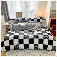 Diamond-patterned duvet cover four-piece set, all-cotton duvet cover and bed sheet, pure cotton