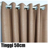 Gorden Poni Polos Atas Pintu Jendela Minimalis Blackout Premium Serat Safron Tinggi 50cm Abu Tua Abu