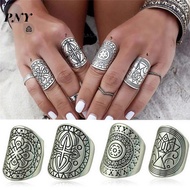 [PNY] 4PCS/Set Boho Vintage Carving Tibetan Silver Knuckle Ring Finger Ring Jewelry  VN