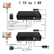 4K60Hz 20KM KVM Fiber Extender 150M HDMI Ethernet Extender Via Rj45 Cat6 Cable Support 3.5mm Audio E