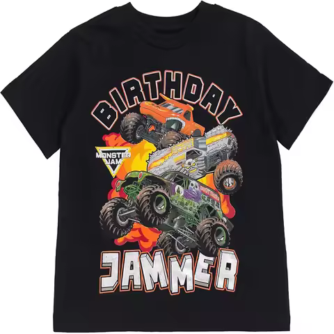 Monster Jam Birthday Jammer Monster Truck Racing Graphic T-Shirt Boys Birthday Party Tee