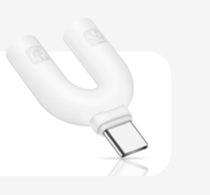 全城熱賣 - type-c圓孔音頻轉接頭馬卡龍色U型轉換頭電腦K歌圓孔轉接二合一（白色）