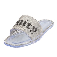 Women's Flat Slide Sandals - Elegant Bejeweled Strap - Beach and Pool Style-Hollyn