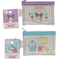 【Direct from Japan】Sanrio Mesh Flat Vinyl Pouch A7size 12 ×8.5 cm Zipper Coin Cases Accessories Bag 