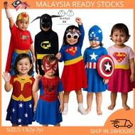 MANJA BB (3Y-7Y)Girl Kids Costume Captain Girl Spidergirl Supergirl batgirl Wonder-women party costu