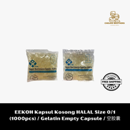 EEKOH Kapsul Kosong HALAL Size 0/1 (1000pcs) / Gelatin Empty Capsule / 空胶囊