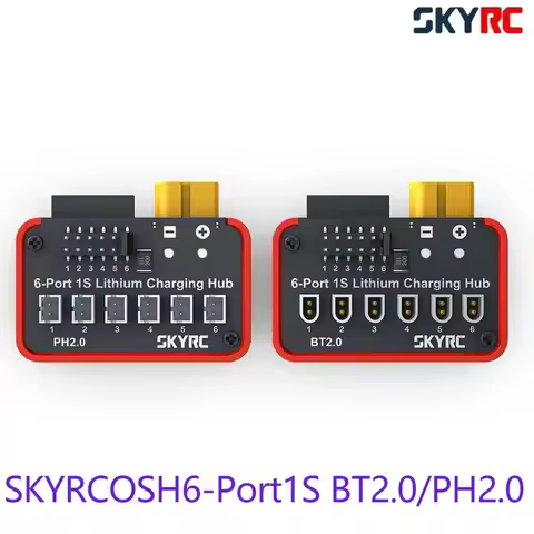 SkyRC OSH 6-Port 1S Battery Charging Hub Compatible with LiPo LiFe Li-ion LiHV - Supports B6neo B6ne