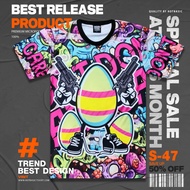 T-Shirt Egg Pattern Holding A Gun | Street Full Print S47