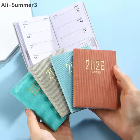 A7 2026 English Planner Book Mini Portable Pocket Daily Schedule Book 60 Sheets 120 Page Thin Weekly