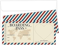 2 Set Red Blue Stripe Diy Birthday Gift Tickets With Envelopes, Surprise Trip Reveal Travel Ticket G