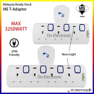 D-303N/D-304N 3Way/4way/ 3Gang/4Gang T-Adaport 3pin Socket Extension Plug Neon Indicator with Sirim 