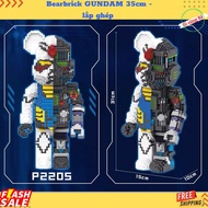 Lego Bearbrick Gundam 35cm Assembled Toy With Light
