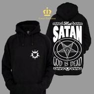 Sweater Hoodie Distro HaiL Satan God Is Dead Baphomet 666 Premium Terbaru