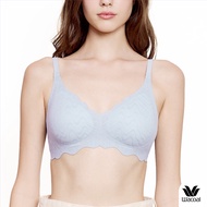 Wacoal ชุดชั้นเนียน บราไร้โครง Smart size บราลูกไม้ลายคลื่น รุ่น WB3Y42 สีฟ้า (VM)