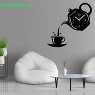 AUGUSTINE Teapot Wall Clock Sticker, Teapot Design DIY Acrylic Mirror Wall Clock, Self-Adhesive Silent 3D Easy to Read 3D Decorative Clock Home Decor