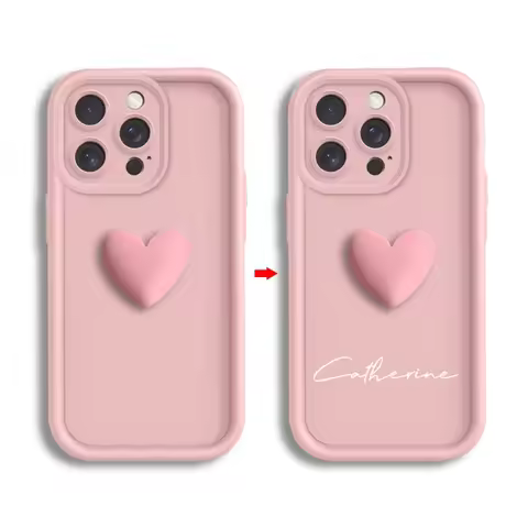 Funda con nombre personalizado INS Love Heart para iPhone 17 16 15 14 13 12 11 Pro Max 17 Air, funda