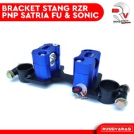 stang rzr sonic stang rzr satria fu dudukan stang sonic dan satria fu - breket cnc biru