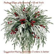 30 Artificial Christmas Tree Branches with Berries，13.8 Inch Fake Norfolk Spruce Leaves，Holiday Deco