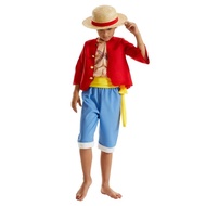 Luffy คอสเพลย์อะนิเมะชิ้นเสื้อกางเกงหมวกสําหรับเด็กเด็กเสื้อผ้าชายหาดฮาโลวีน Carnival Party บทบาทเล่