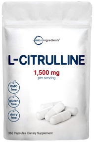 Micro Ingredients L Citrulline Capsules, 1500mg Per Serving, 360 Counts, Citrulline Pre-Workout Supp