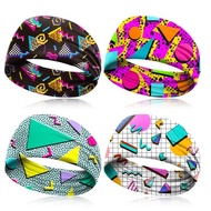 4 Pack 80s 90s Neon Headbands Outfit Accessories for Women Men Retro Vintage Fashion Sweatbands 90s