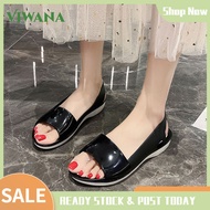 VIWANA Summer Flat Sandals For Women On Sale Jelly Shoes Peep Toe Beach Shoes Ladies Non Slip Women Sandals Plus Size 41 Fashion Casual Flats