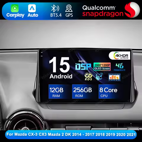 Android 15 For Mazda CX-3 CX3 Mazda 2 DK 2014 - 2017 2018 2019 2020 2021 Stereo Qualcomm Wireless Ca