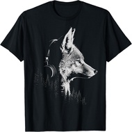 Coyote Animal Motif Artwork Music Headphone Coyote T-Shirt