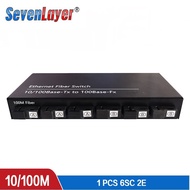 10/100M Fast Ethernet Switch Convert 25KM Fiber Optical Media Converter Single Mode 2 RJ45 & 6 SC