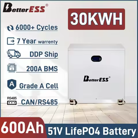 BetterESS Lifepo4 48v 600Ah 30KWh Lifepo4 Battery 51.2V 400Ah 20KWh 6000+Cycles Battery Pack Solar S
