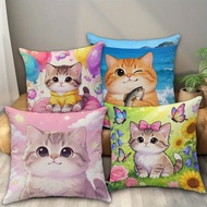 Cute Cat Throw Pillow Case 45×45cm 1pc/4pcs