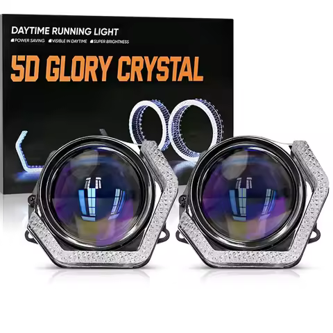 80W 3.0 Inch Blue Bi LED Projector Lens 6000K For Headlights H7 H4 H1 9005 9006 Dynamic WRGB Angel E