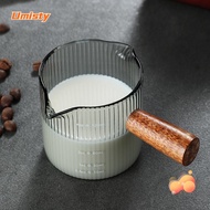 UMISTY Milk Cup, Glass Gray Espresso Cup, Easy to Clean Vertical Grain High Quality Multipurpose Measuring Cup Milk Espresso Shot